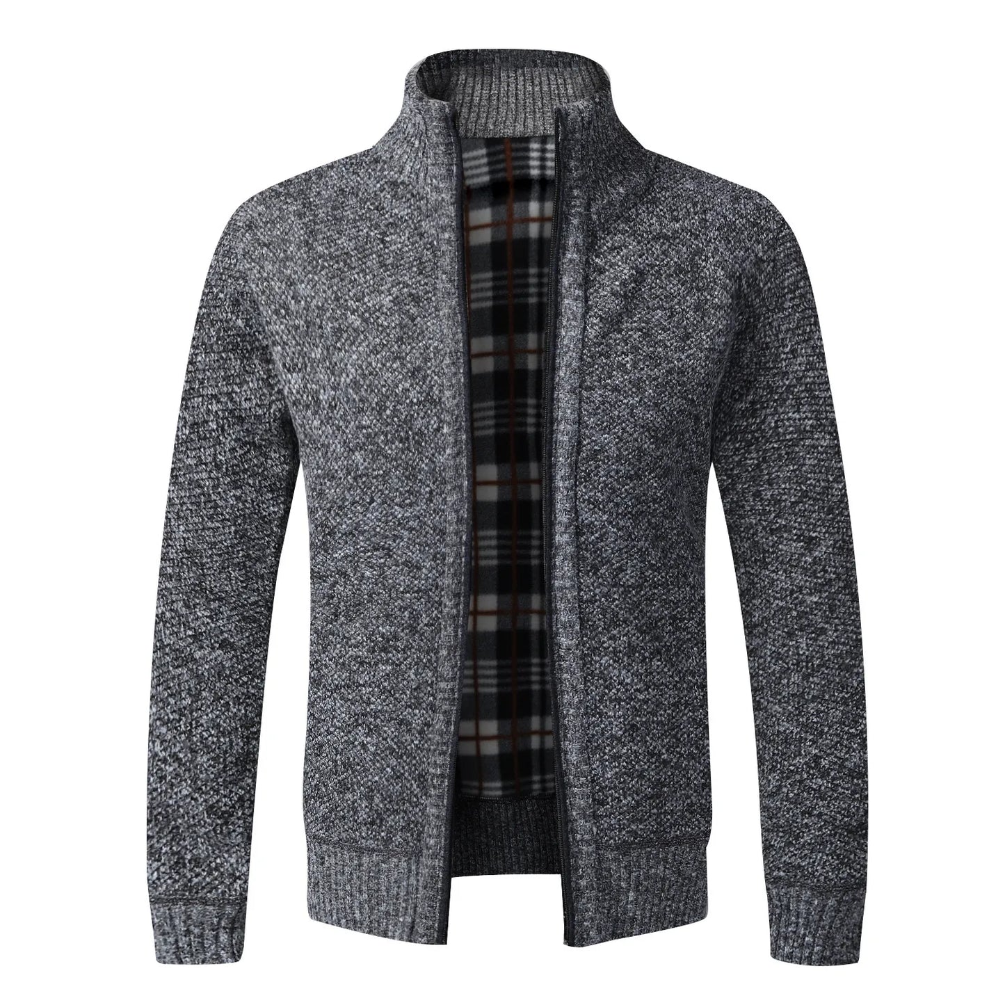 TEEK - Warm Knitted Zipper Sweater Jacket JACKET theteekdotcom dark grey US XS | Tag M 