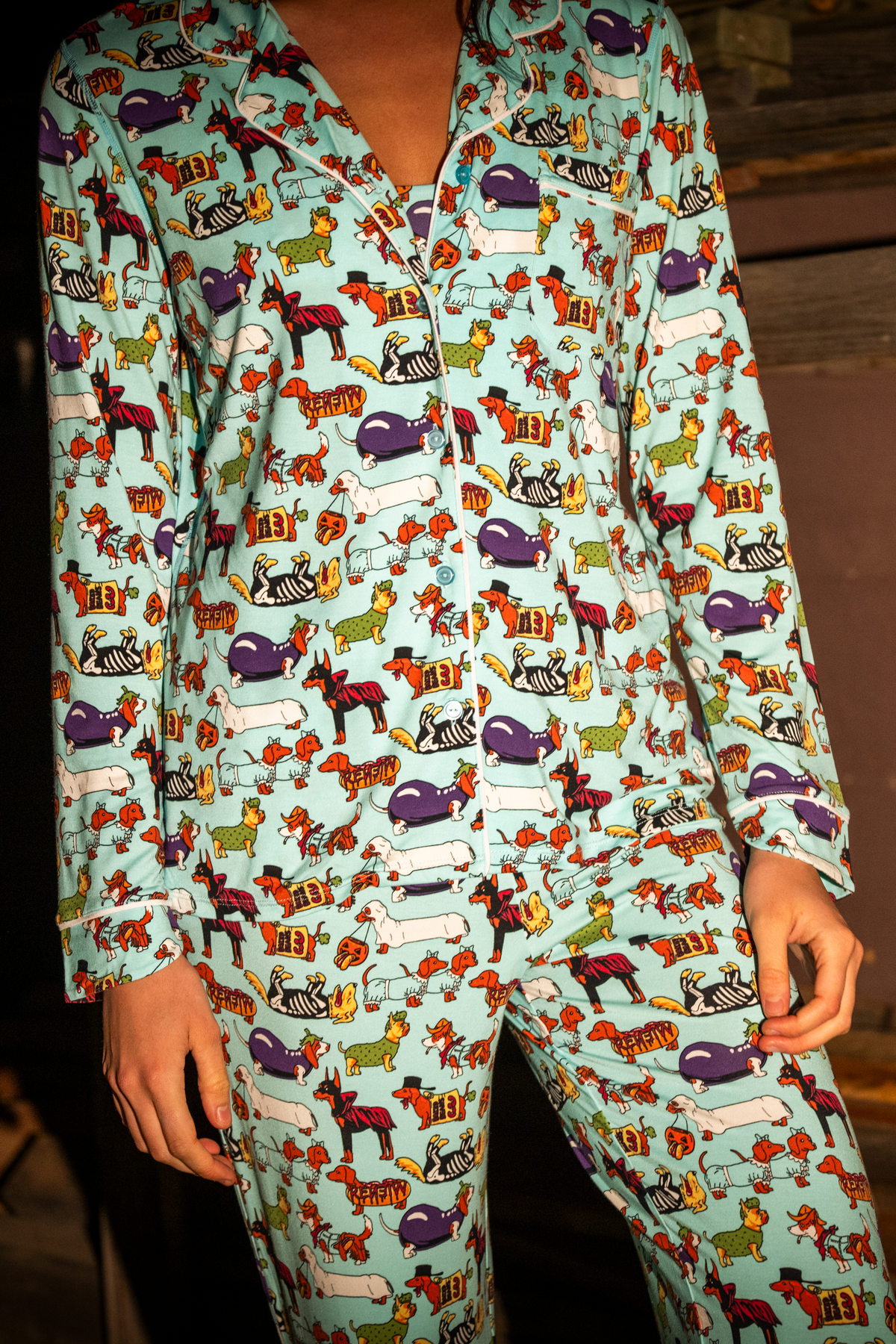 The Halloweenies | Halloween Dogs SleepDeep™ Women’s Long Sleeve Pajama Set Women's Pajama Set Shinesty