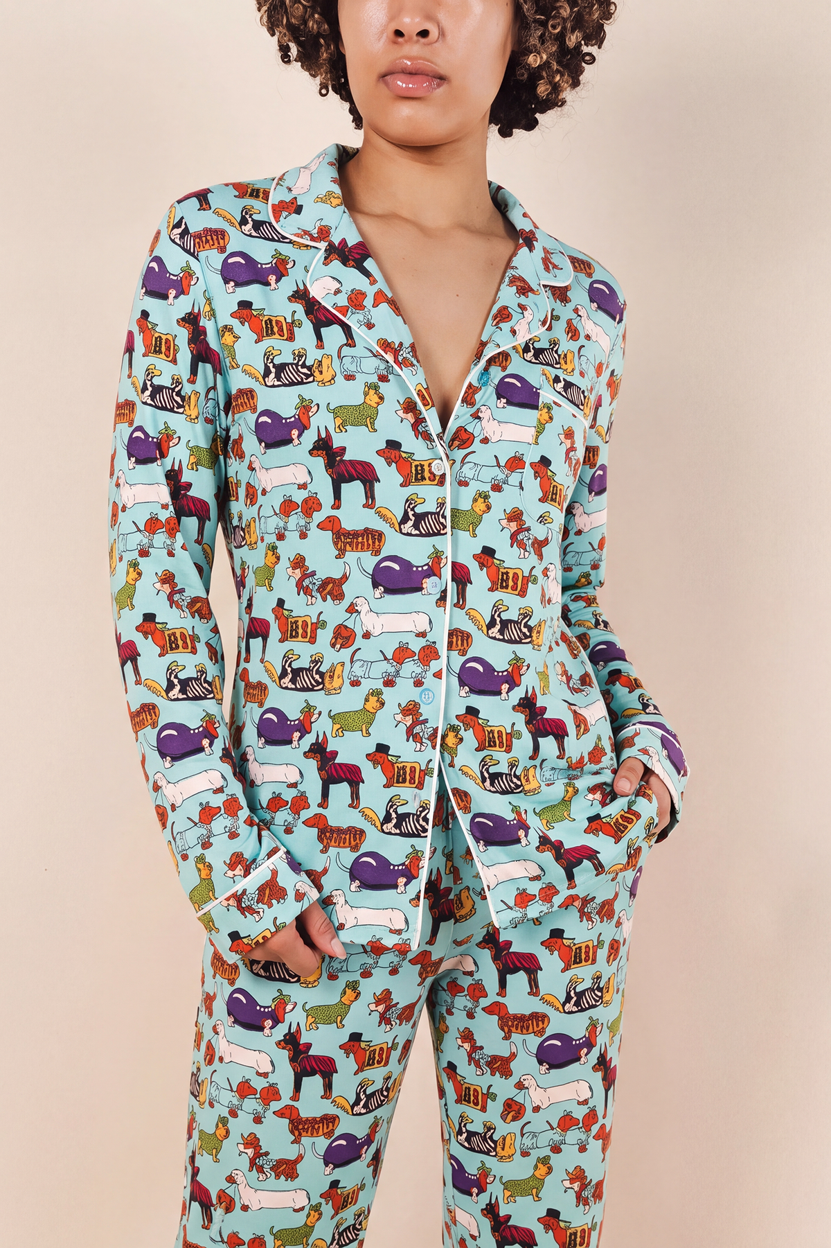 The Halloweenies | Halloween Dogs SleepDeep™ Women’s Long Sleeve Pajama Set Women's Pajama Set Shinesty