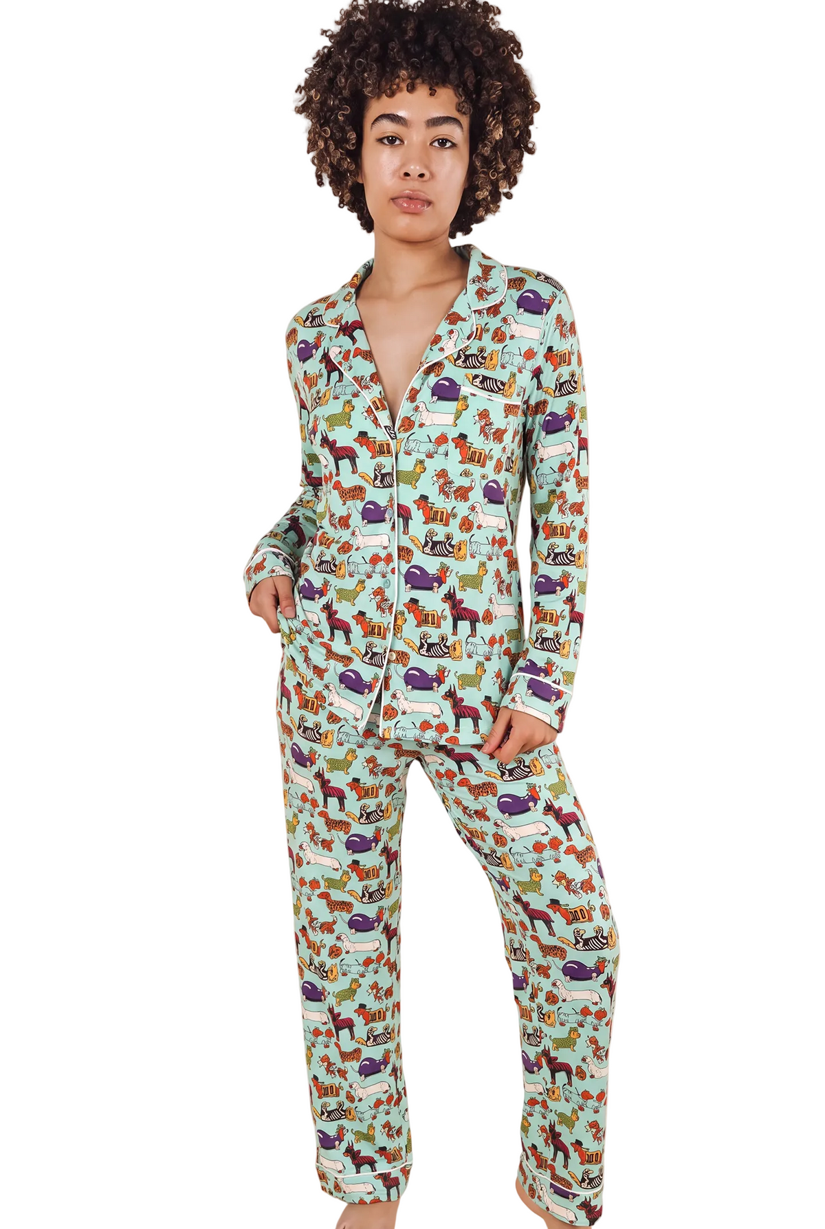 The Halloweenies | Halloween Dogs SleepDeep™ Women’s Long Sleeve Pajama Set Women's Pajama Set Shinesty