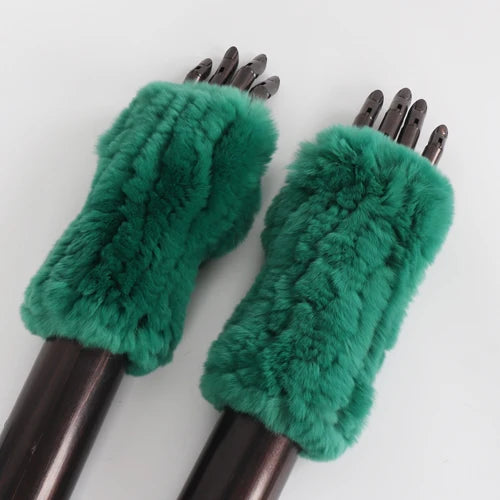 TEEK - Womens Natural Fluff Gloves Fingerless Gloves GLOVES theteekdotcom green 1 20cm 