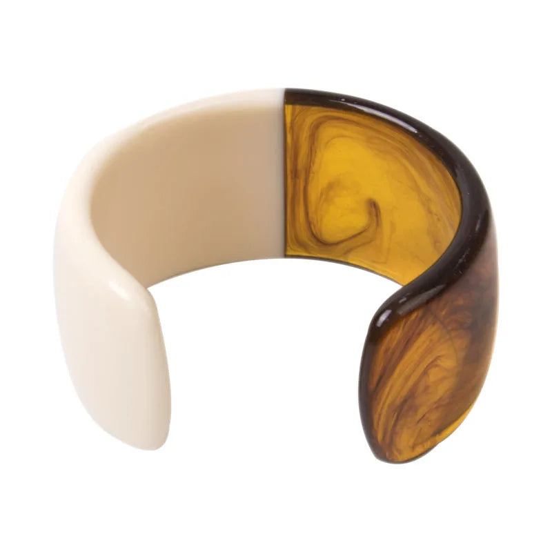 TEEK - Half Vintage Resin Cuff Bracelet Bangle JEWELRY theteekdotcom creamy-white  