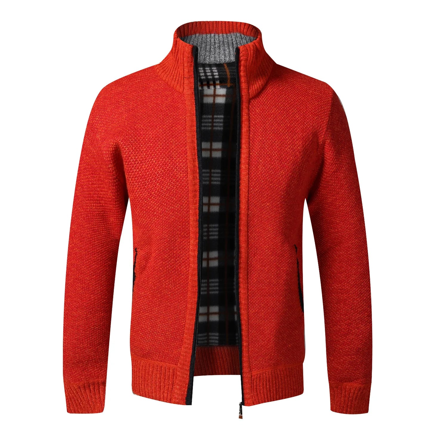 TEEK - Warm Knitted Zipper Sweater Jacket JACKET theteekdotcom orange US XS | Tag M 