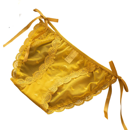 TEEK - Lace Bow Panties UNDERWEAR theteekdotcom Yellow L