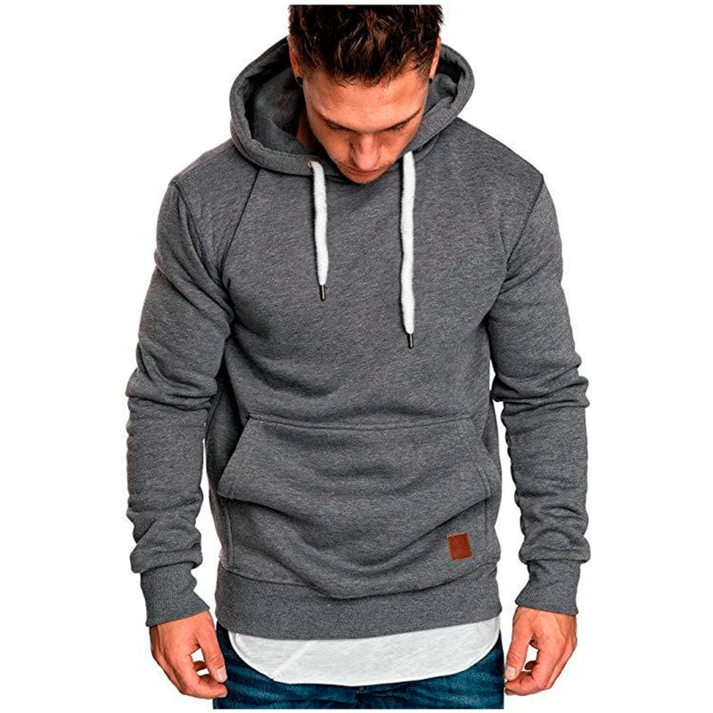 TEEK - Solid Mens Long Sleeve Essential Hoodies TOPS theteekdotcom Dark Gray US XS | Asian Size M 