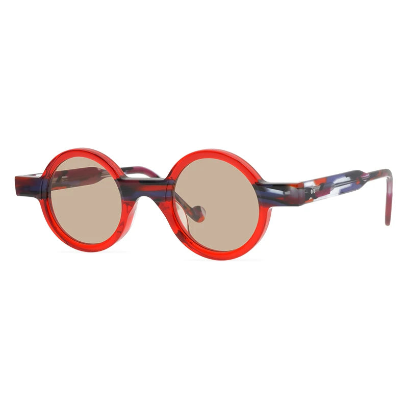 TEEK - Round Womens Colorblock Sunglasses EYEGLASSES theteekdotcom red-Brown  