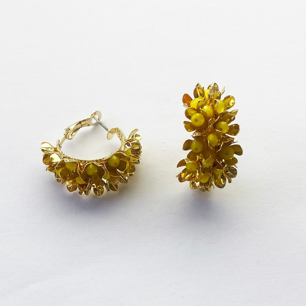 TEEK - Colorful Metal Flower Bloom Earrings JEWELRY theteekdotcom yellow  