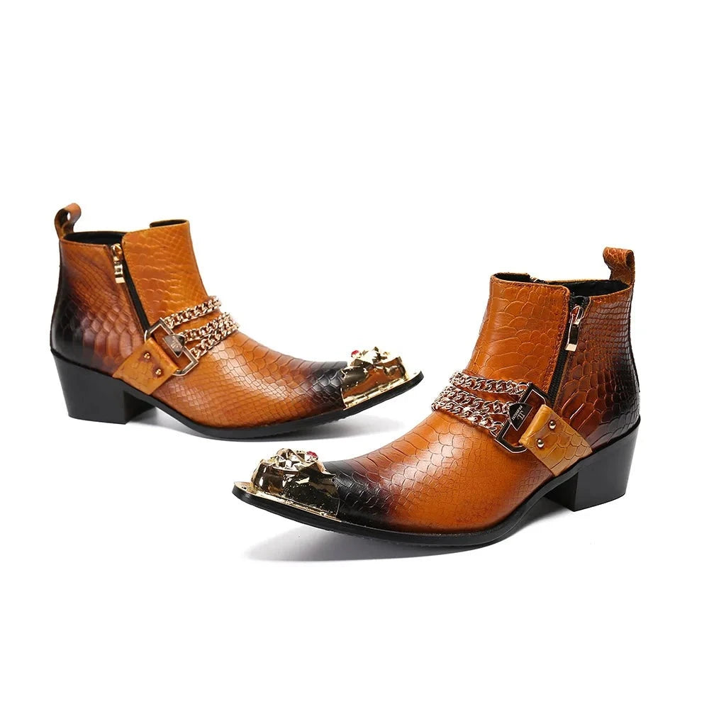 TEEK - Handmade Mens Pointed Iron Toe Leather Boots SHOES theteekdotcom   