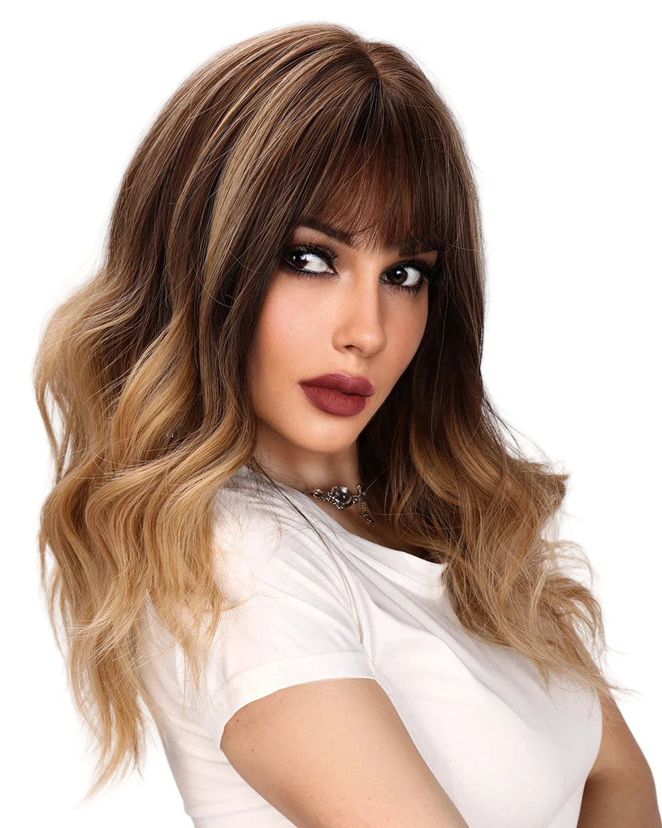 TEEK - Fiber Brown Gradient Bang Synthetic Wig HAIR theteekdotcom