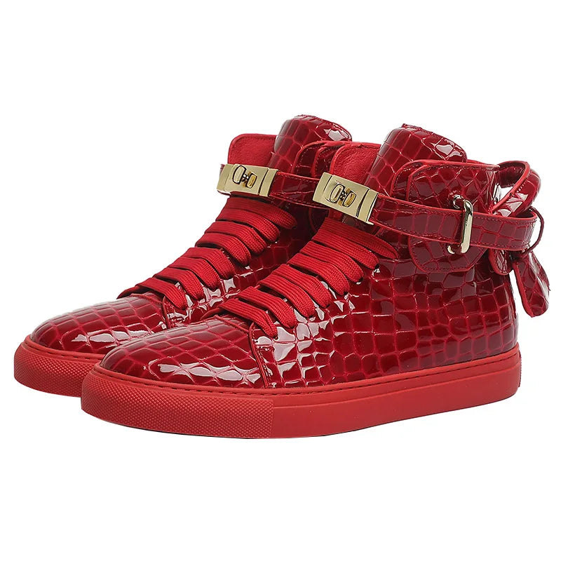 TEEK - Mens Embossed Crocodile High Top Sneakers SHOES theteekdotcom