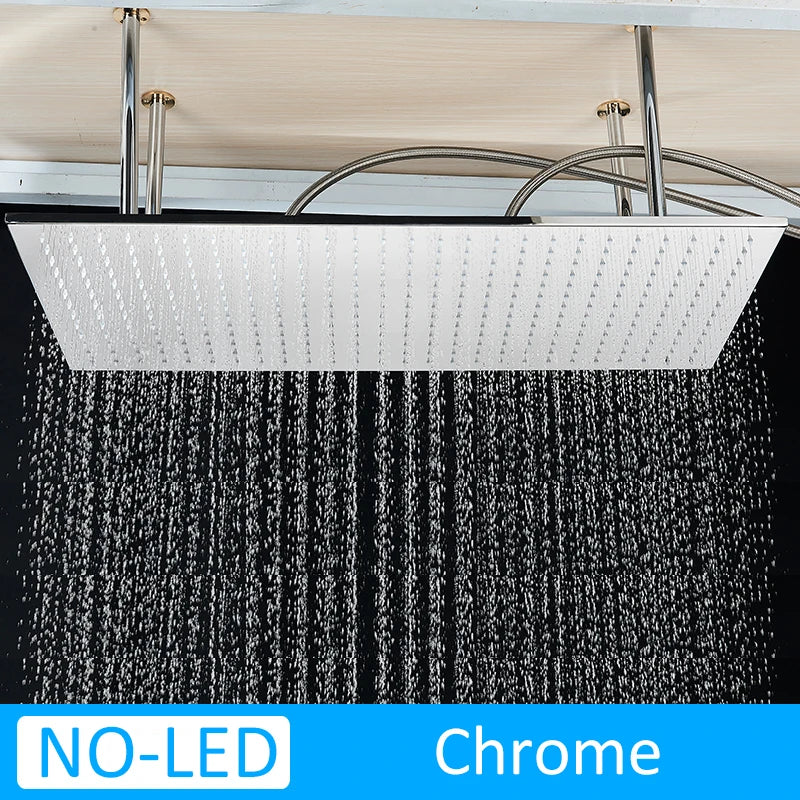 TEEK - Luxury 31.5inx15.7in LED Rainfall Shower Head HOME DECOR theteekdotcom NO LED Chrome