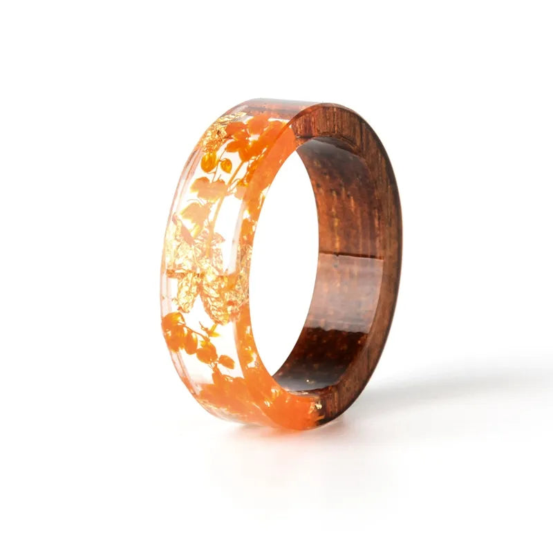 TEEK - Wood Resin Handmade Dried Flower Ring JEWELRY theteekdotcom G 17mm | US 6.5 