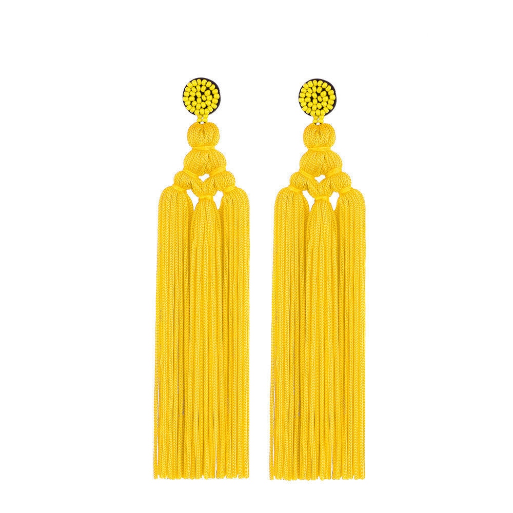 TEEK - Handmade Tassel Hang Earrings JEWELRY theteekdotcom Yellow  