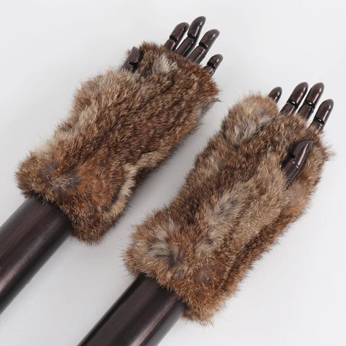 TEEK - Womens Natural Fluff Gloves Fingerless Gloves GLOVES theteekdotcom rabbit yellow 20cm 