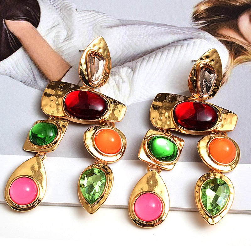 TEEK - Mixed Gem Colorful Earrings JEWELRY theteekdotcom Multicolor  