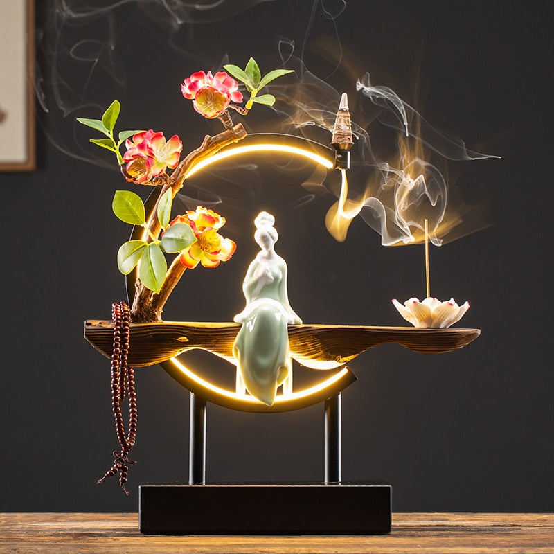 TEEK - Lady Flower Incense Burner Ceramic LED Decor HOME DECOR theteekdotcom R1HUA  