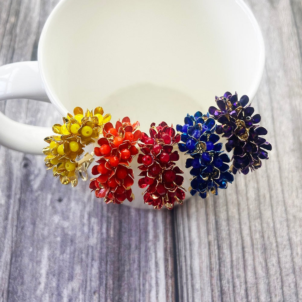 TEEK - Colorful Metal Flower Bloom Earrings JEWELRY theteekdotcom   