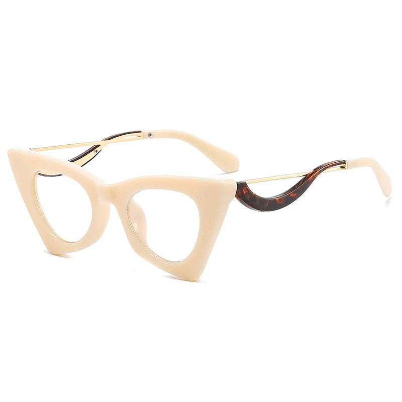 TEEK - Cat Eye Bar Clear Eyeglasses EYEGLASSES theteekdotcom C14 Beige  
