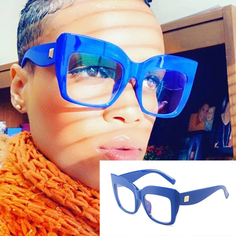 TEEK - Square Oversized Obvious Eyeglasses EYEGLASSES theteekdotcom C5 blue clear  