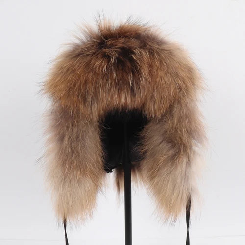 TEEK - Natural Fox Fluff Ushanka Hat HAT theteekdotcom raccoon fur  