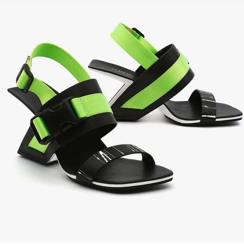 TEEK - Easel Back Strap Sport Buckle Wedge Sandals SHOES theteekdotcom Fluorescent 5 