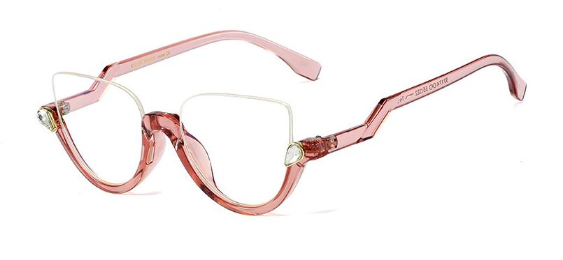 TEEK - Vintage Half Frame Cat Eye Eyewear EYEGLASSES theteekdotcom C10 pink clear  