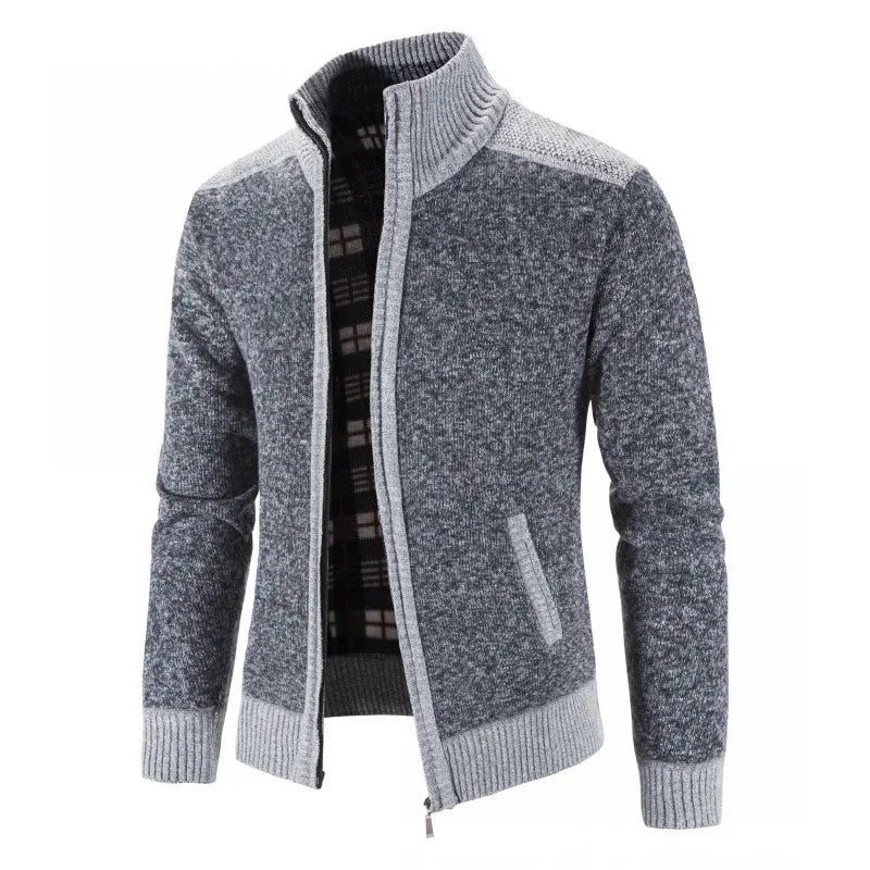TEEK - Mens Patchwork Knitted Sweater Jacket JACKET theteekdotcom Dark Gray US XS | Tag M 