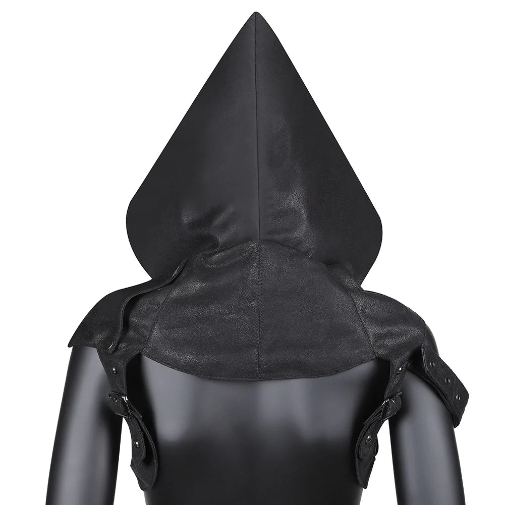 TEEK - Black Headscarf Leather Zippered Hoodie HAT theteekdotcom   