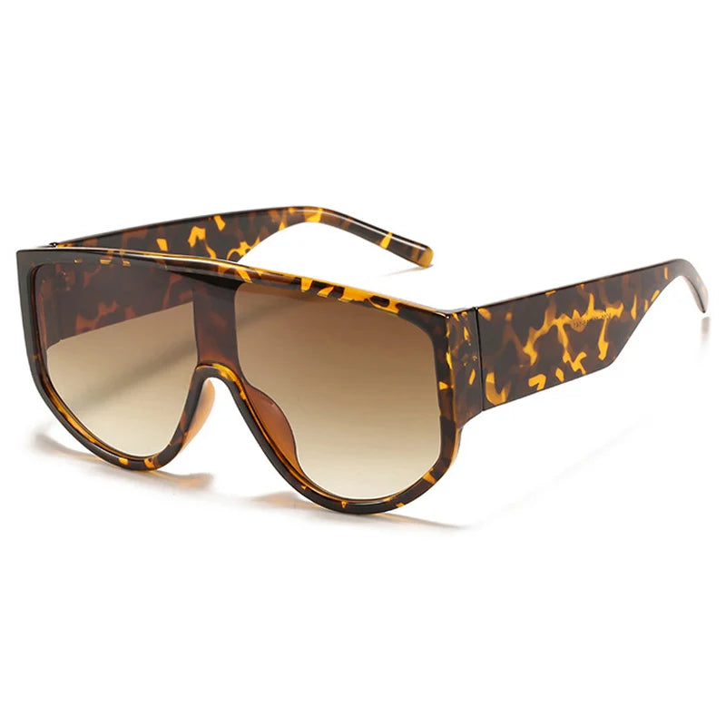 TEEK - Oversized Flat Top Lunette De Sol Eyewear EYEGLASSES theteekdotcom Leopard Brown  