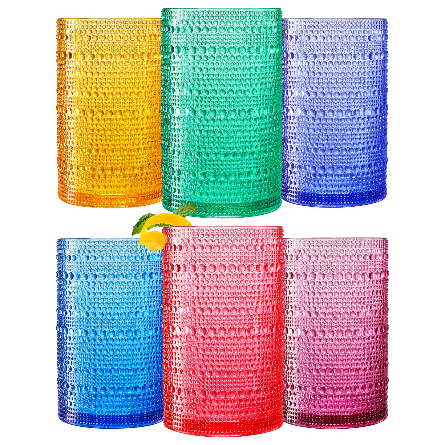 TEEK - Madrid Acrylic Highball Hobnail Glassware Set of 6 HOME DECOR TEEK KS