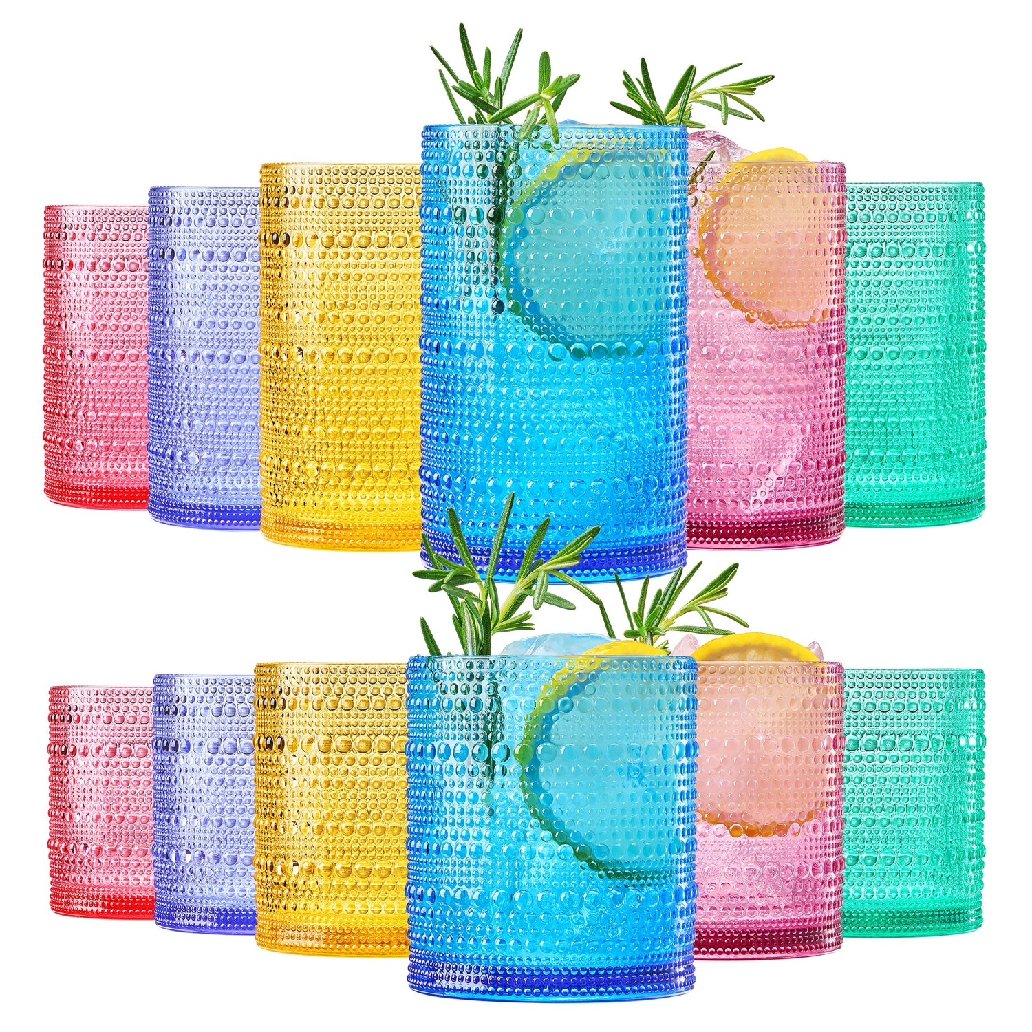 TEEK - Madrid Acrylic Hobnail Lowball & Highball Glassware Set of 12 HOME DECOR TEEK KS