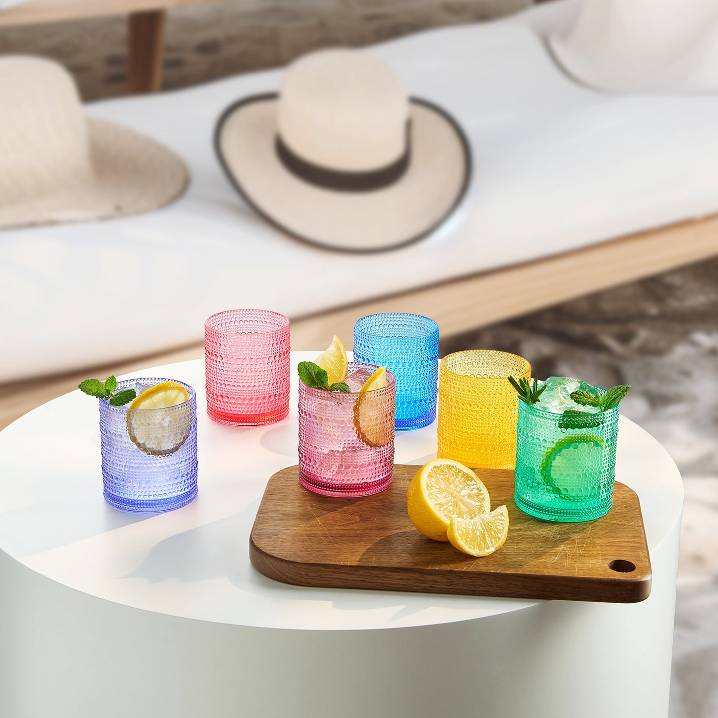 TEEK - Madrid Acrylic Lowball Hobnail Glassware Set of 6 HOME DECOR TEEK KS