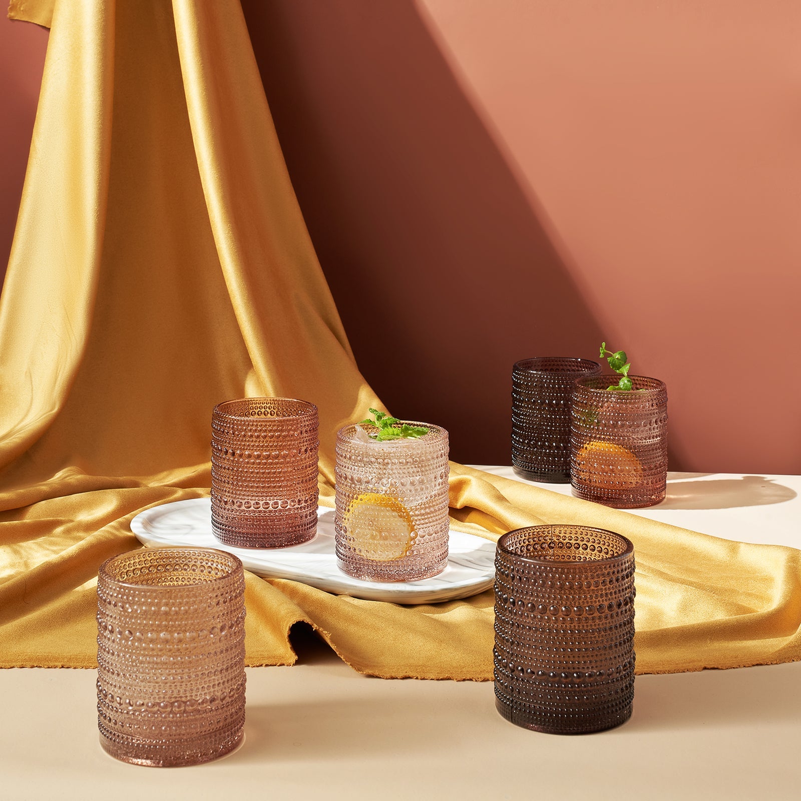 TEEK - Fortuna Hobnail Lowball Whiskey Glassware Set of 6 HOME DECOR TEEK KS