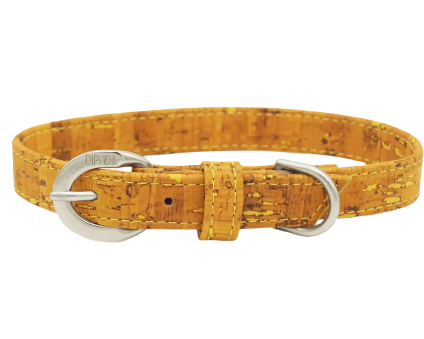 TEEK - Honey Yellow Cork Leather Collar PET SUPPLIES TEEK DIP XS Silver Color