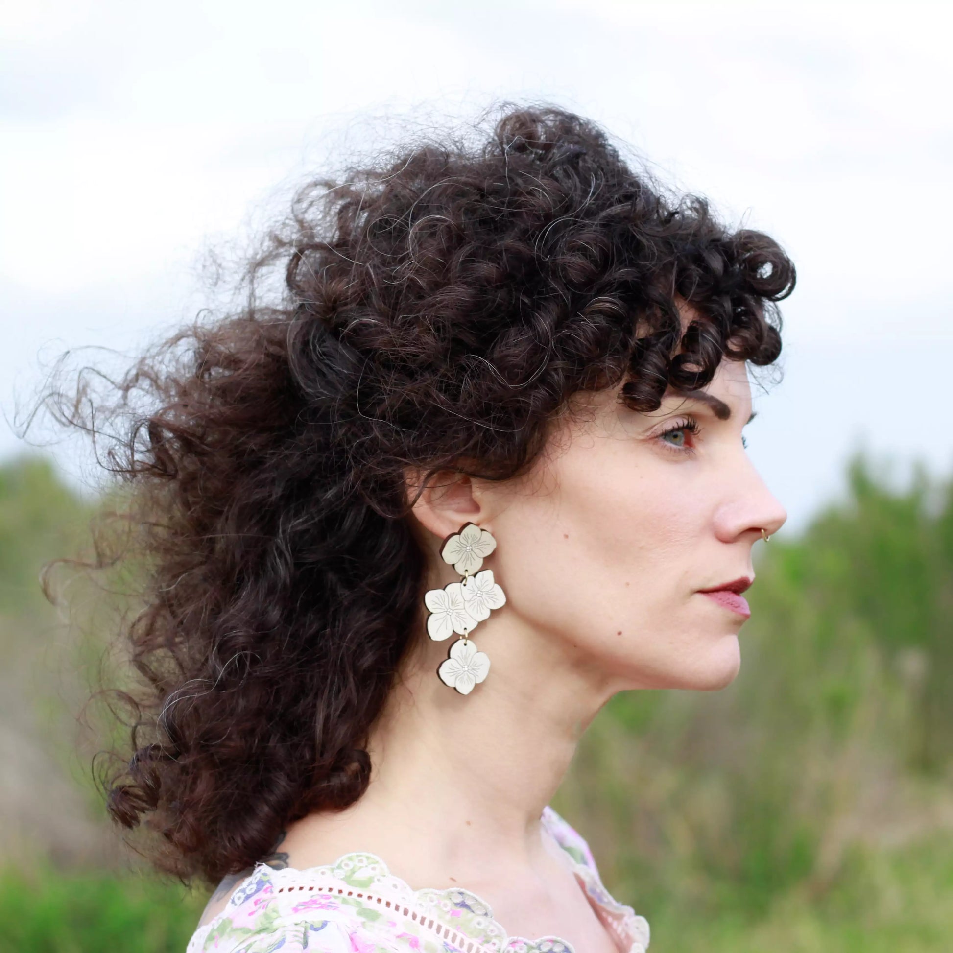 TEEK - Hydrangea Statement Earrings - White JEWELRY TEEK LCM