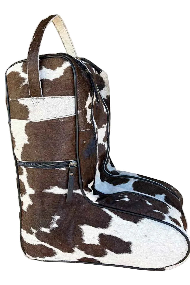 BROWN/WHITE ALL COWHIDE BOOT COVER ACCESSORIES Whiskey Black & Co