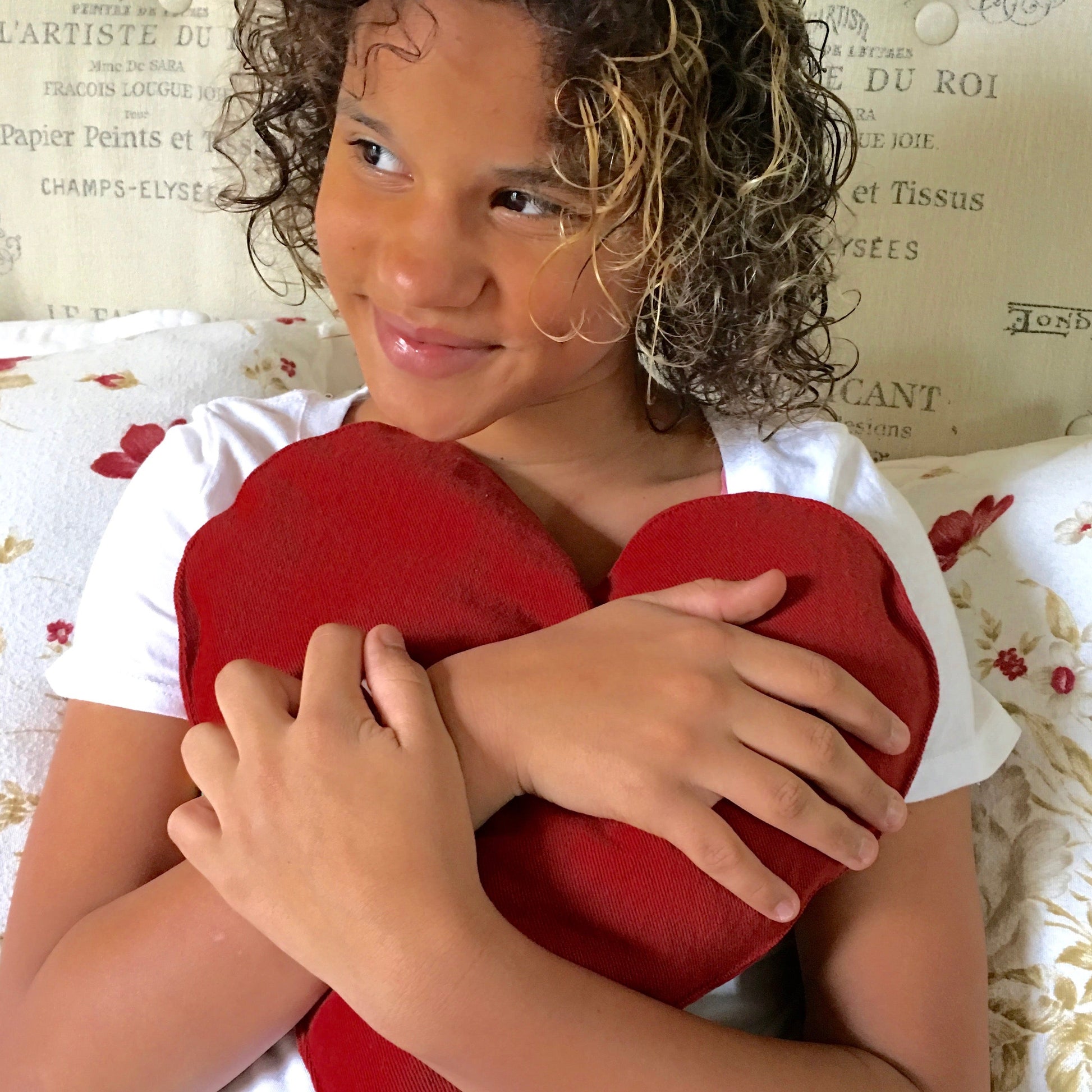 TEEK - Heart-Shaped Hot Cherry Pillow in Red Denim PILLOW TEEK HCP