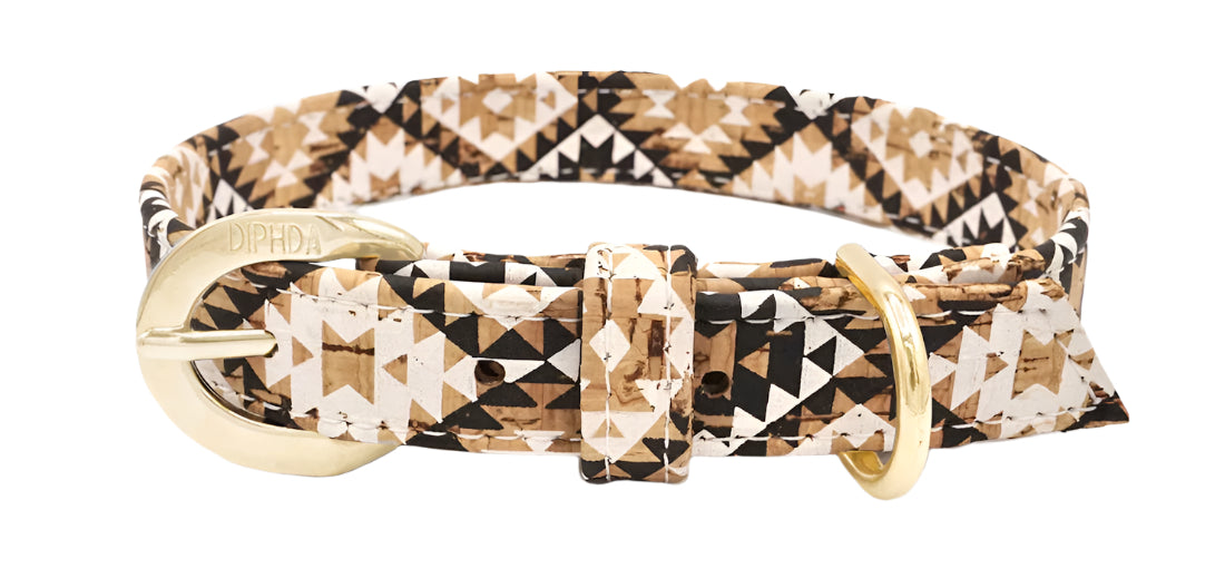 TEEK - Diamond Cork Leather Collar PET SUPPLIES TEEK DIP XS Gold Color