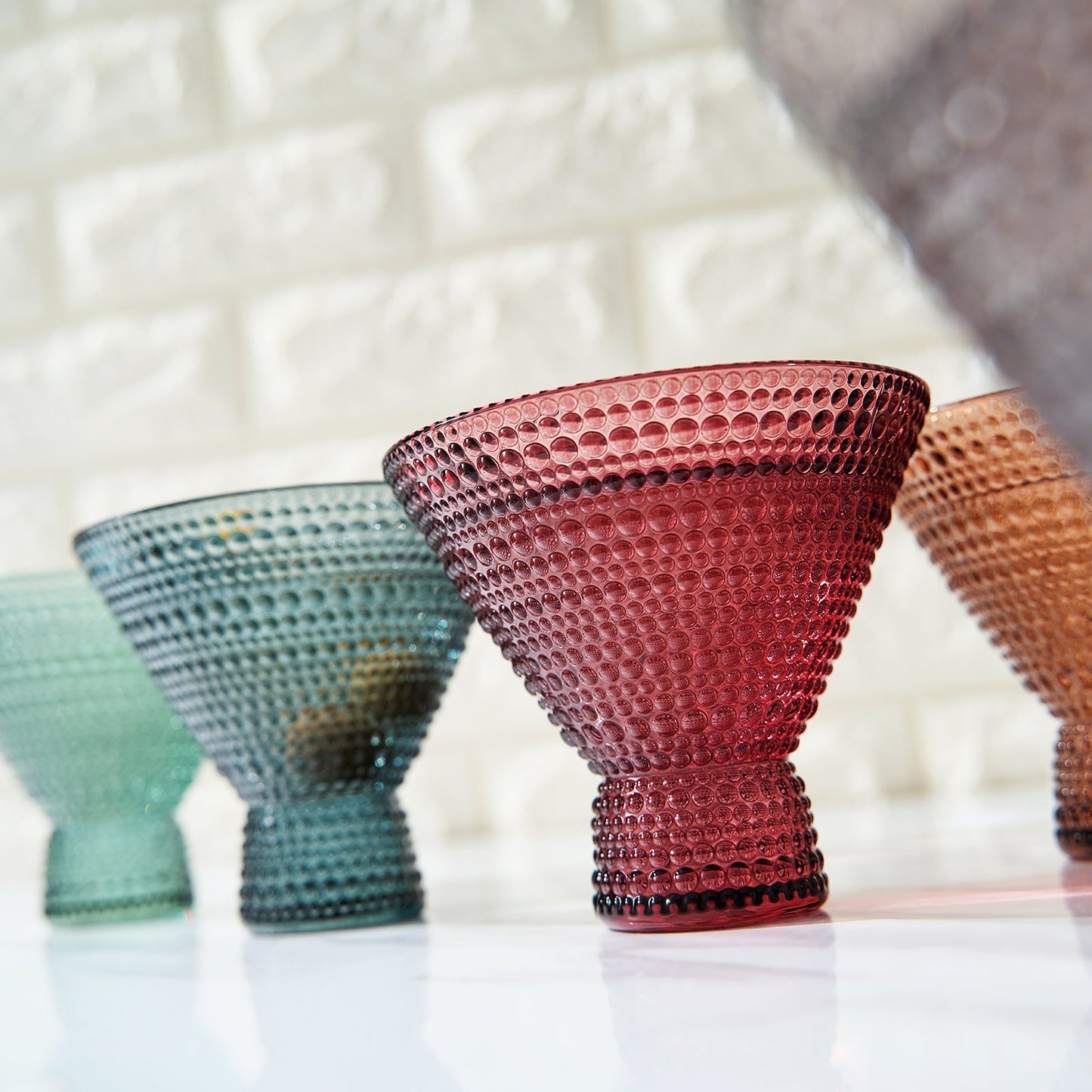 TEEK - Tonal Hobnail Martini Cocktail Glassware Set of 6 HOME DECOR TEEK KS