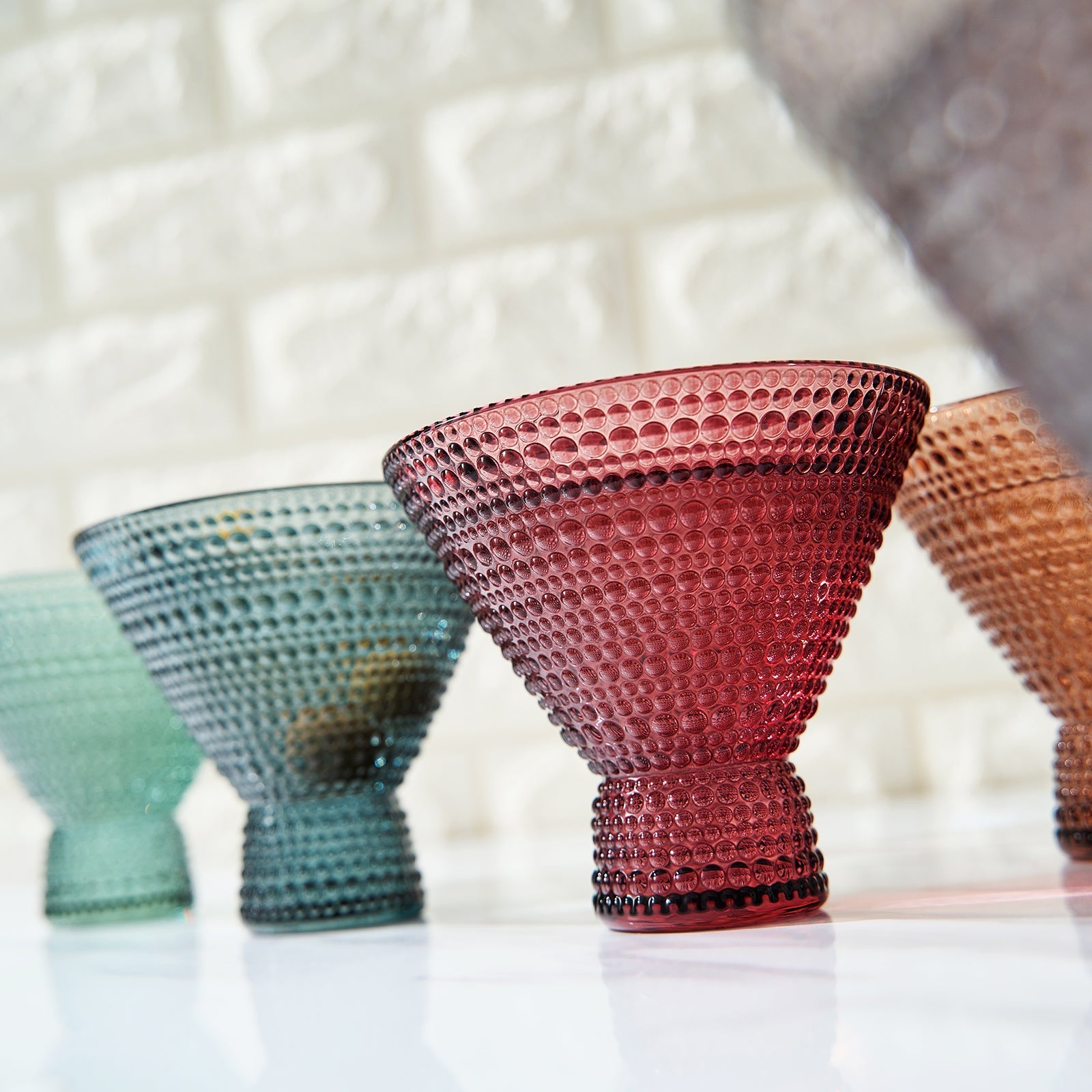TEEK - Tonal Hobnail Martini Cocktail Glassware Set of 6 HOME DECOR TEEK KS