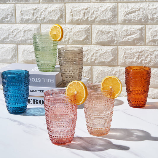 TEEK - Tonal Hobnail Highball Glassware Set of 6 HOME DECOR TEEK KS