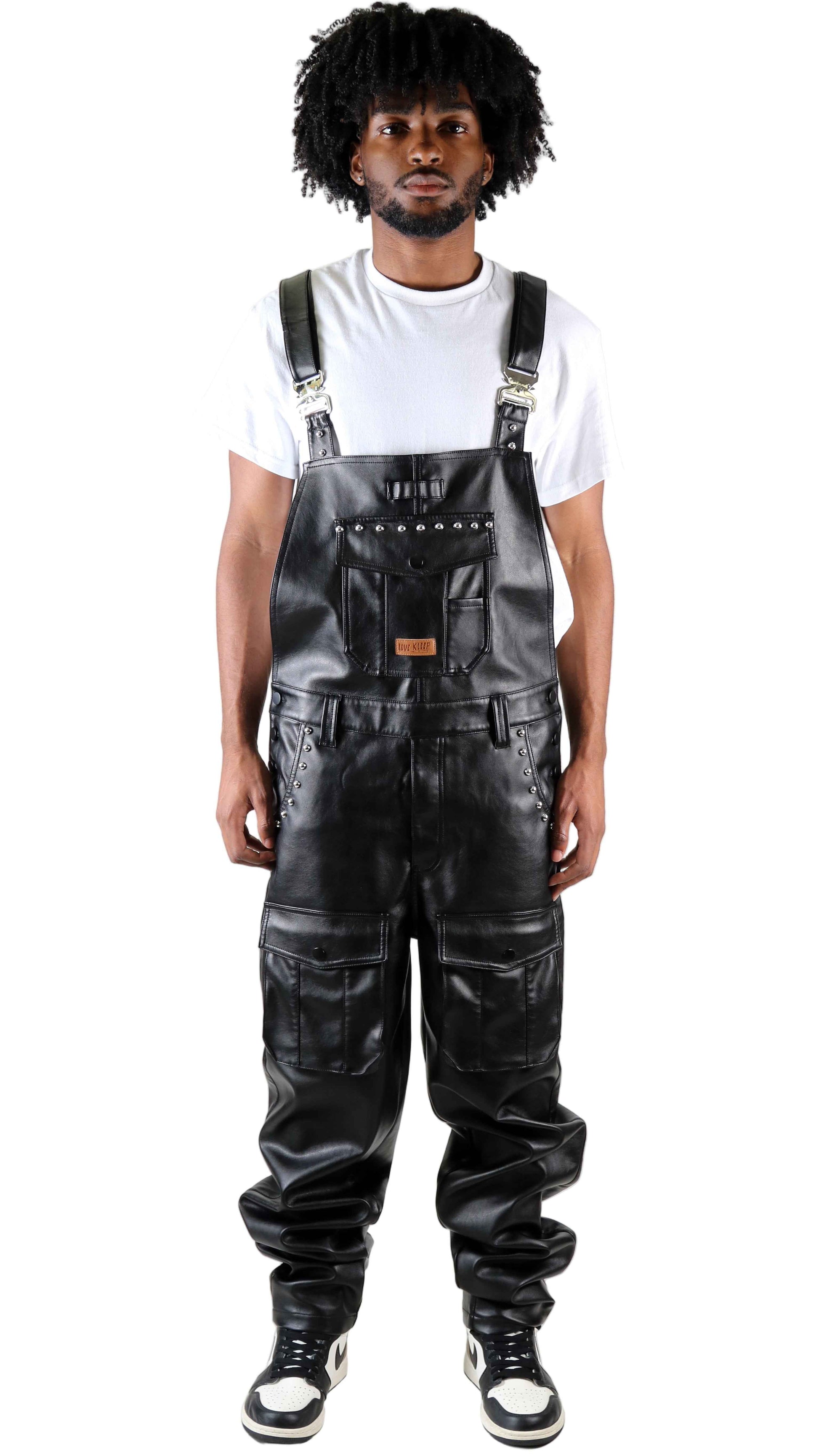 DRAKON Fine Faux Leather Overall Pants Men's Pants Love to Kleep