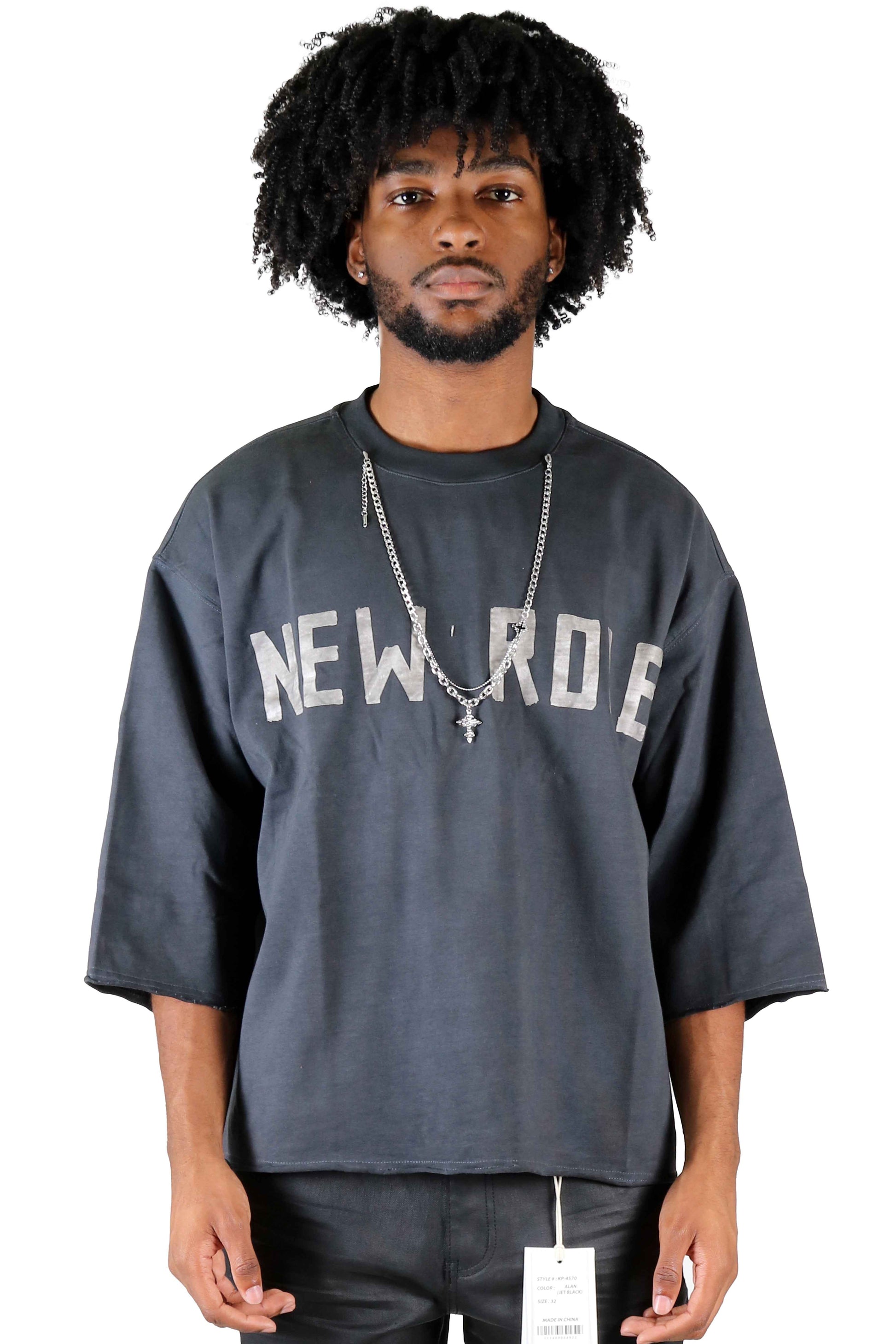 AVOYA S/N Jersey 3/4 Sleeve Crop Top Tee with Detachable Necklace Men's Tee Love to Kleep