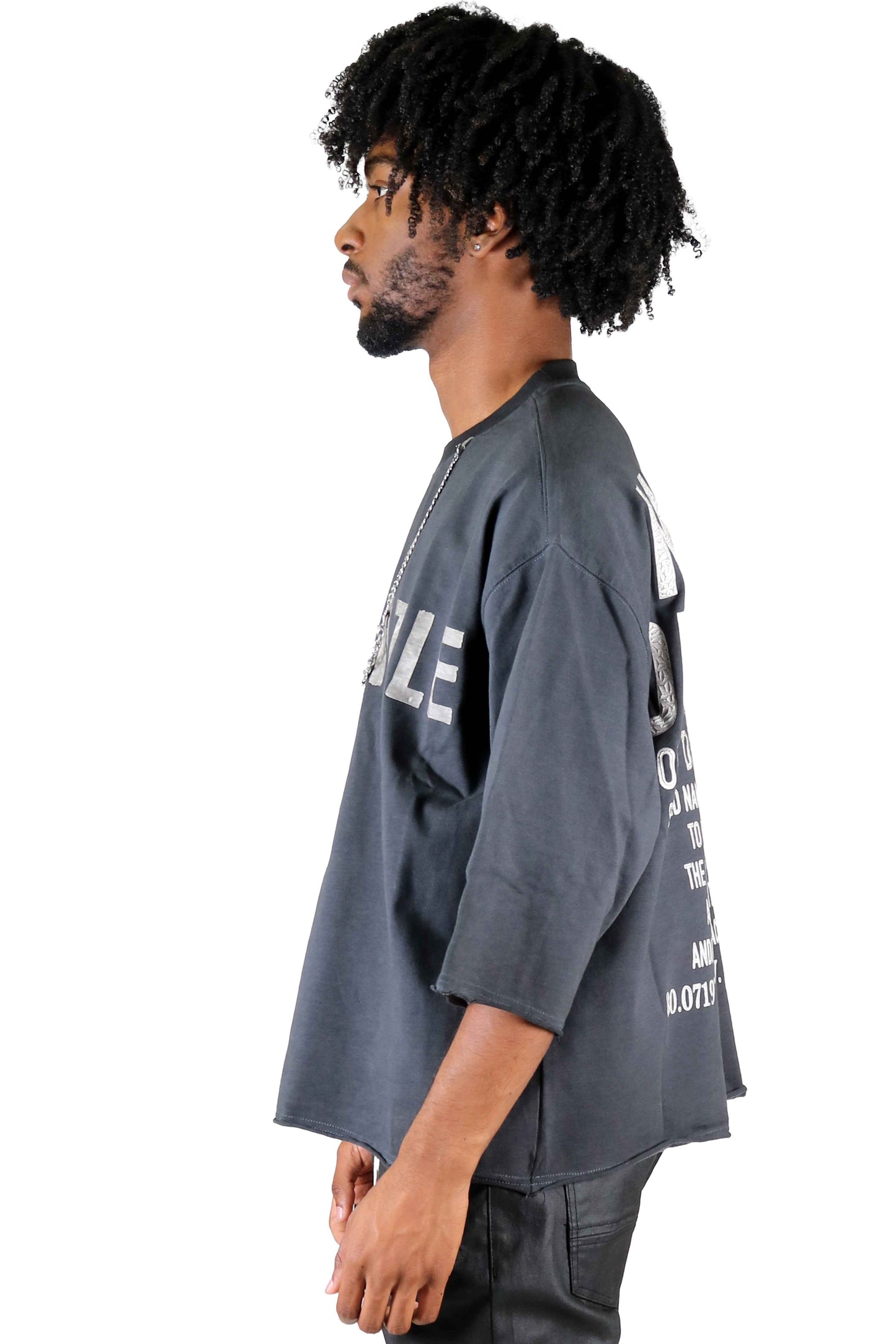 AVOYA S/N Jersey 3/4 Sleeve Crop Top Tee with Detachable Necklace Men's Tee Love to Kleep