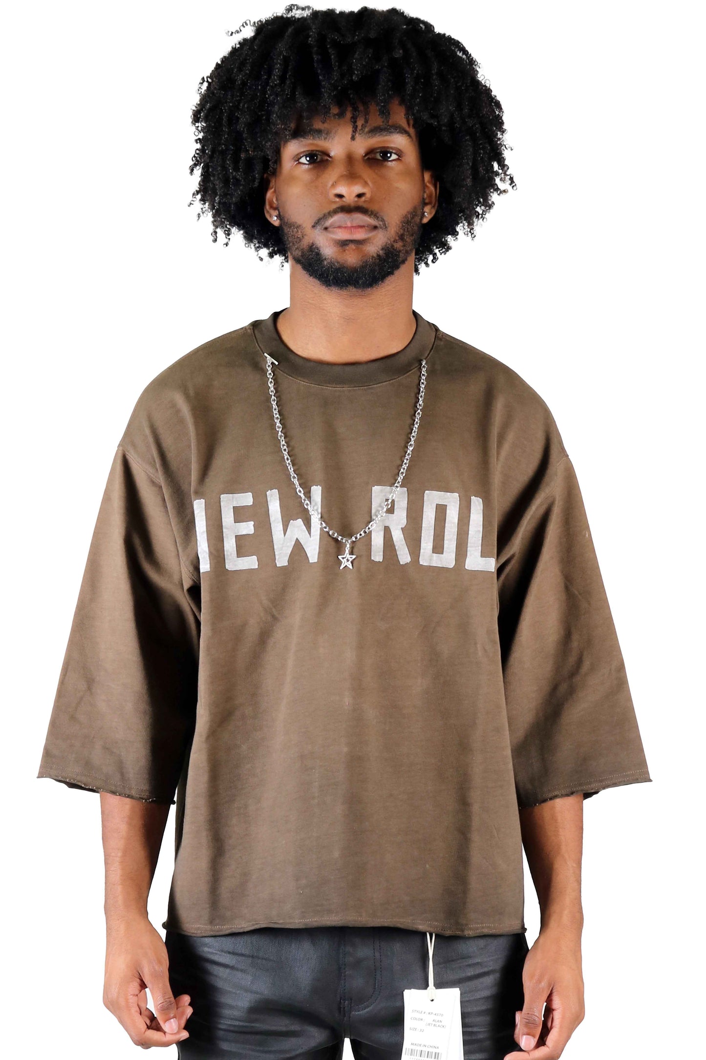 TEEK - ELLE S/N Jersey 3/4 Sleeve Crop Top Tee with Detachable Necklace TOPS TEEK LTK S