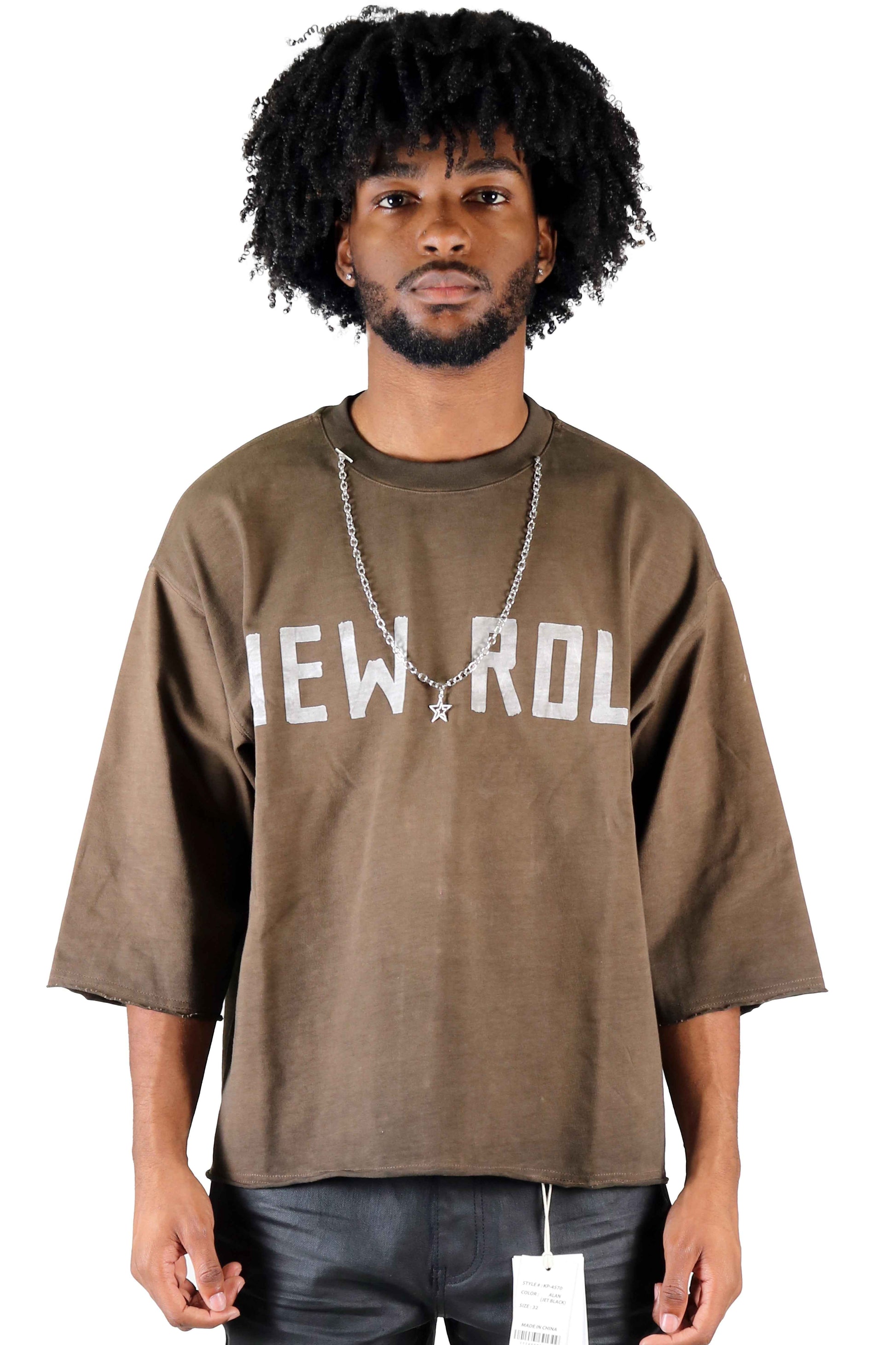 TEEK - ELLE S/N Jersey 3/4 Sleeve Crop Top Tee with Detachable Necklace TOPS TEEK LTK S