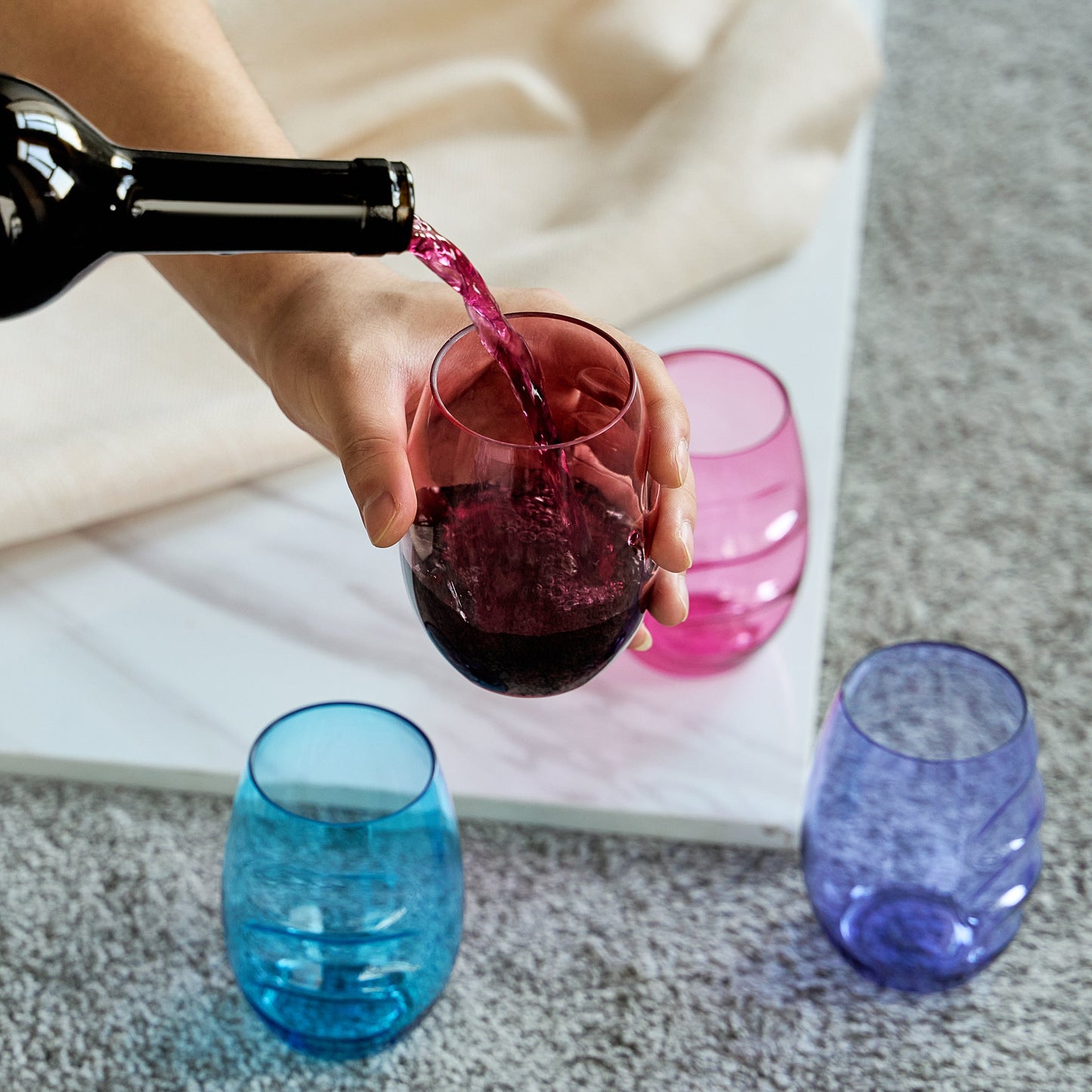 TEEK - Madrid Acrylic Stemless Finger-Indent Wine Glassware Set HOME DECOR TEEK KS