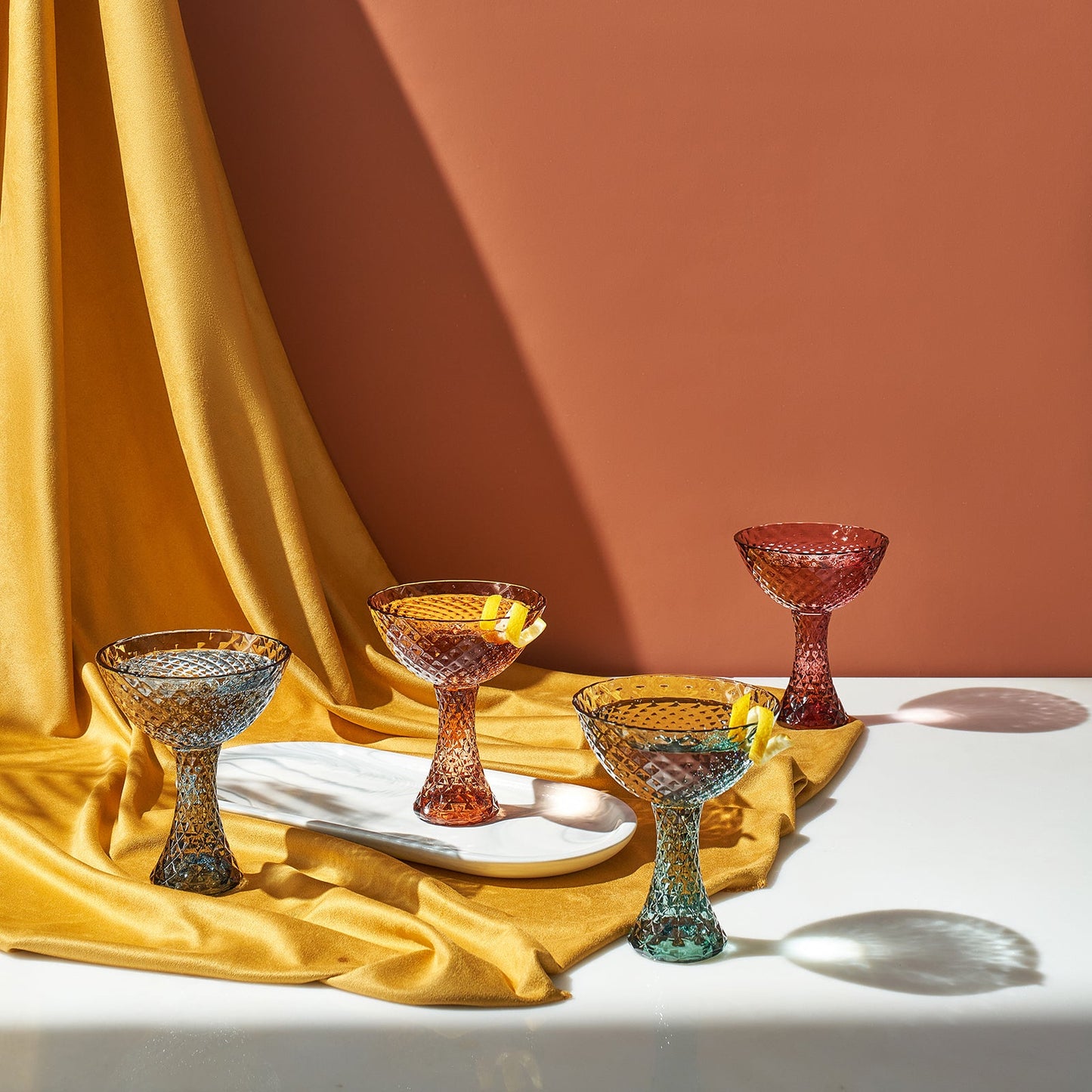 TEEK - Tonal Crystal Coupe Cocktail Glassware Set HOME DECOR TEEK KS