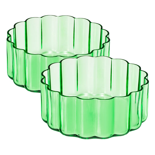 TEEK - Green Flower Bowl Glassware Set of 2 HOME DECOR TEEK KS