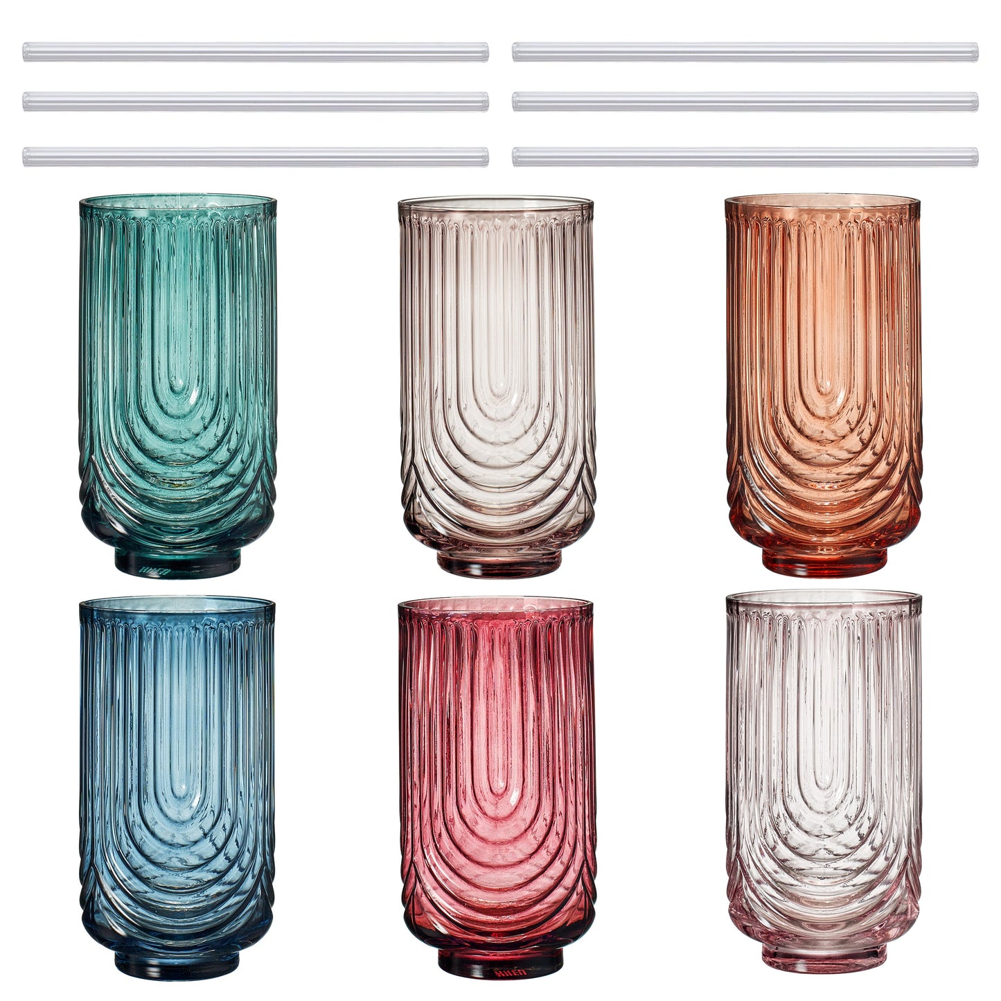 TEEK - Tonal Highball Glassware with Matching Straw Set HOME DECOR TEEK KS